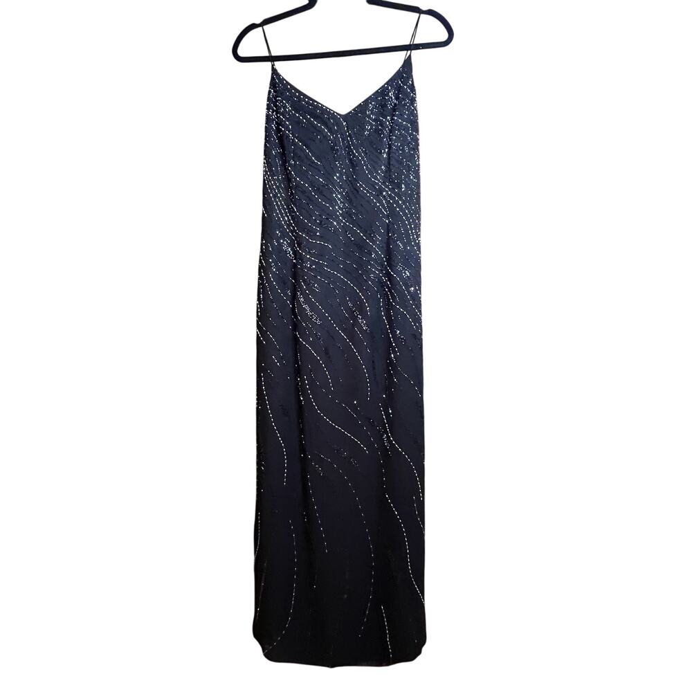 Caterina Black Spaghetti Straps Beaded Prom Gown,Teddi Black Velvet Jacket Sz 10